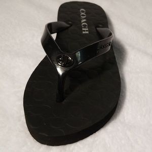 Coach black flip flops NWT